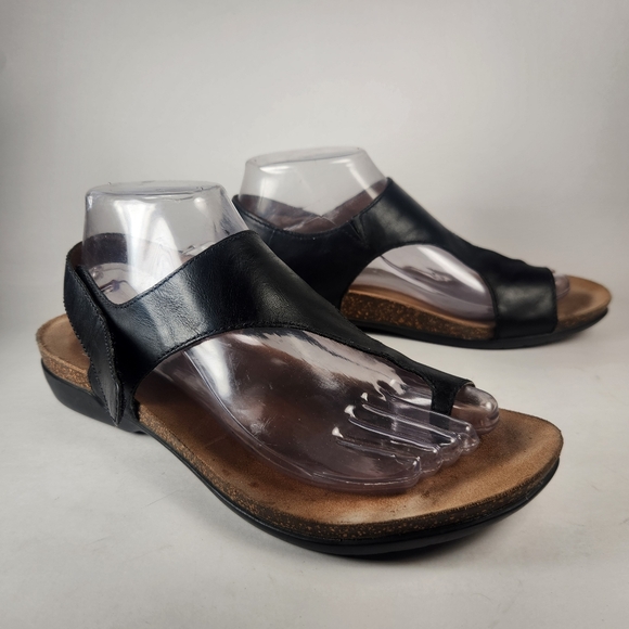 Dansko Shoes - DANSKO Women's Reece Sandal 10 EU 40 Black Leather Comfort Slingback Wedge Shoe